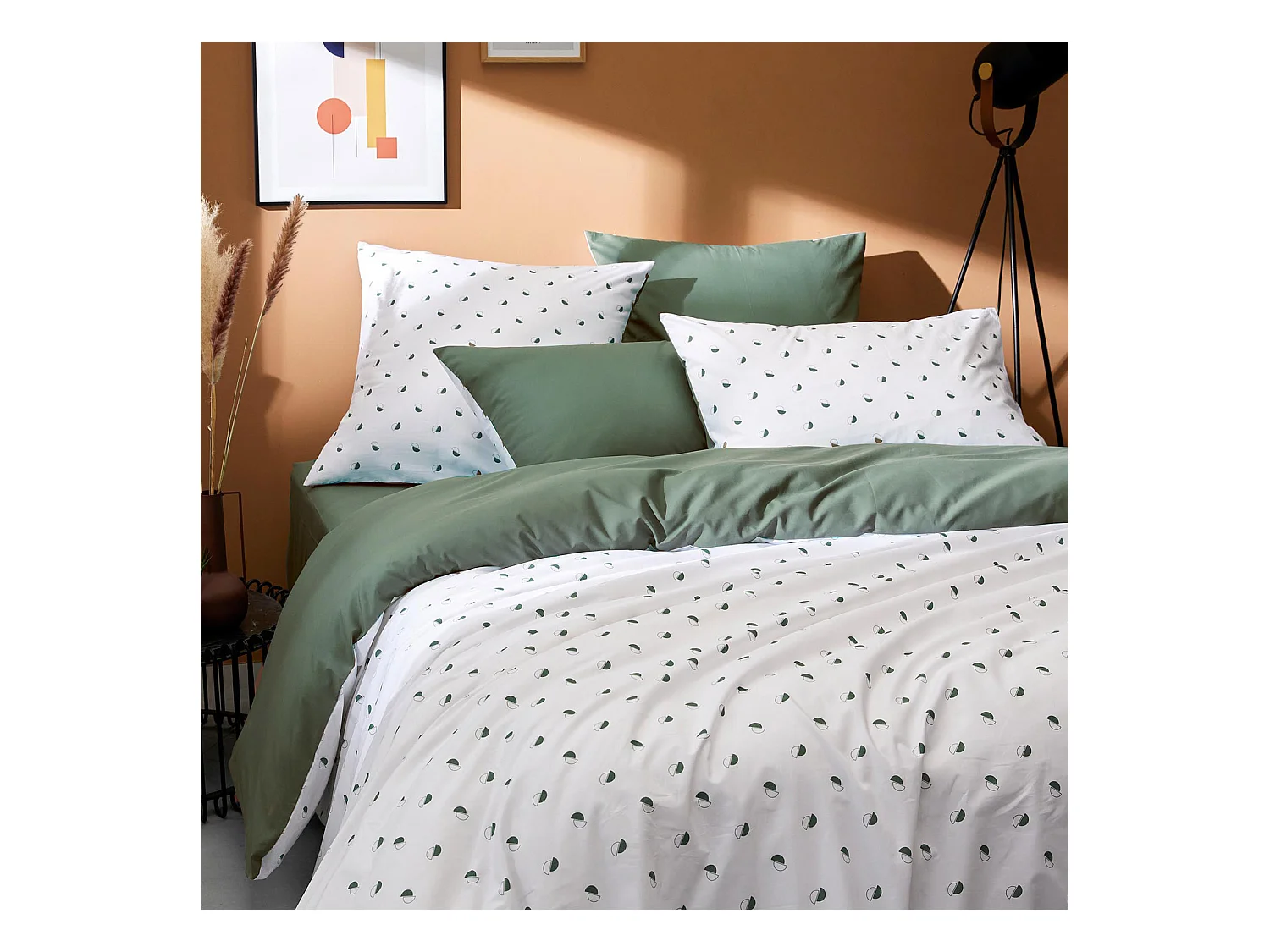 Housse de couette en percale au style géométrique