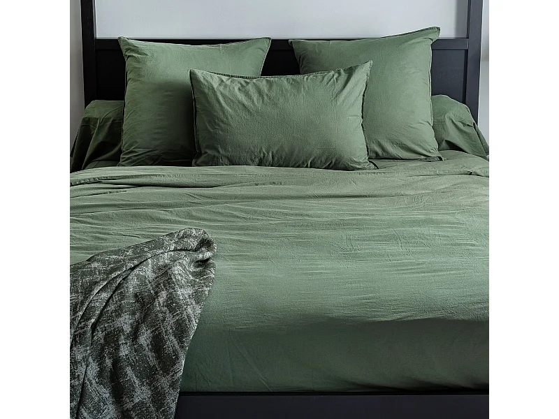 Unifarbenes Bettbezug-Set aus gewaschener Baumwolle 140 x 200 cm