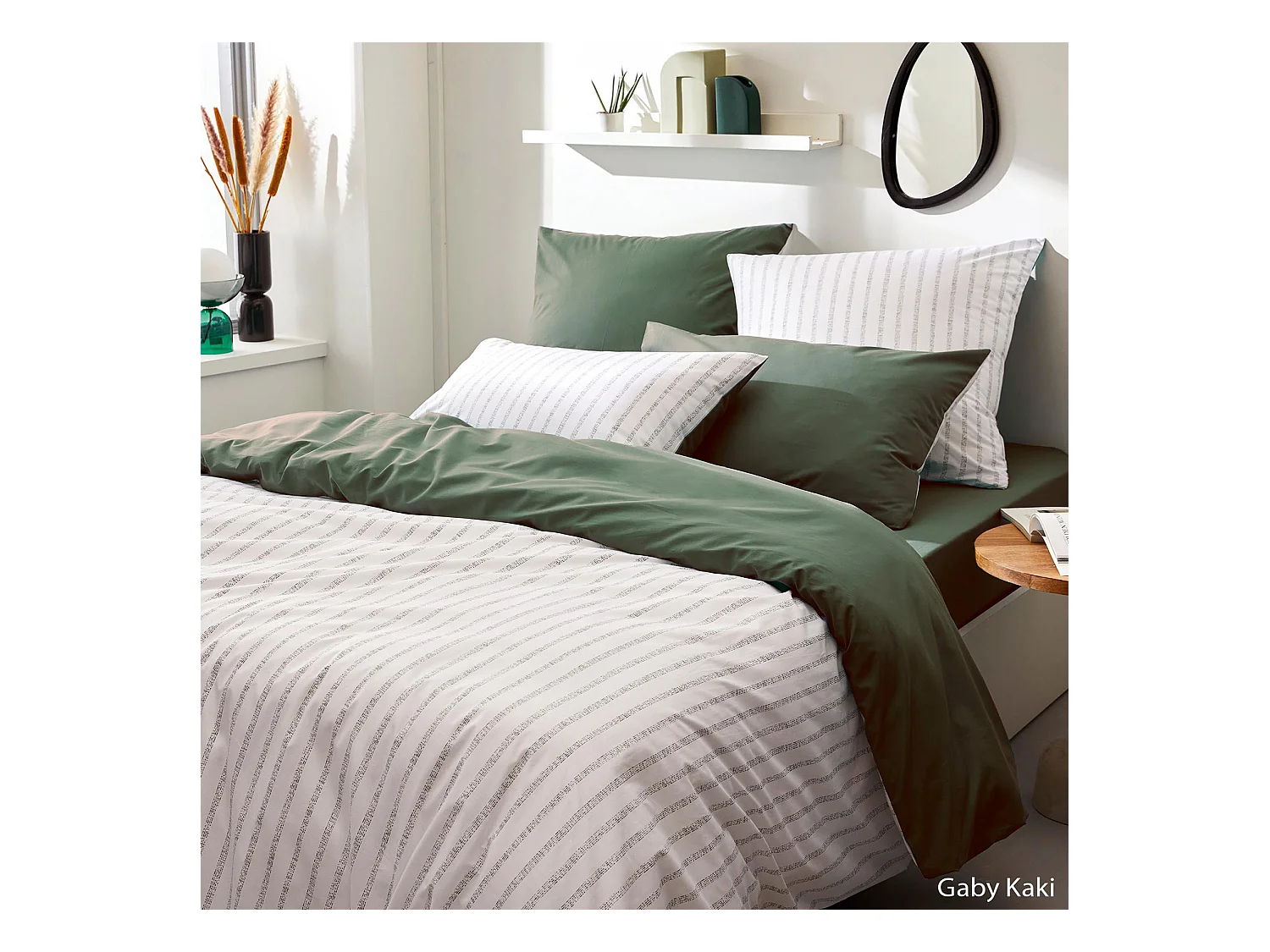 Housse de couette en percale de coton à rayures