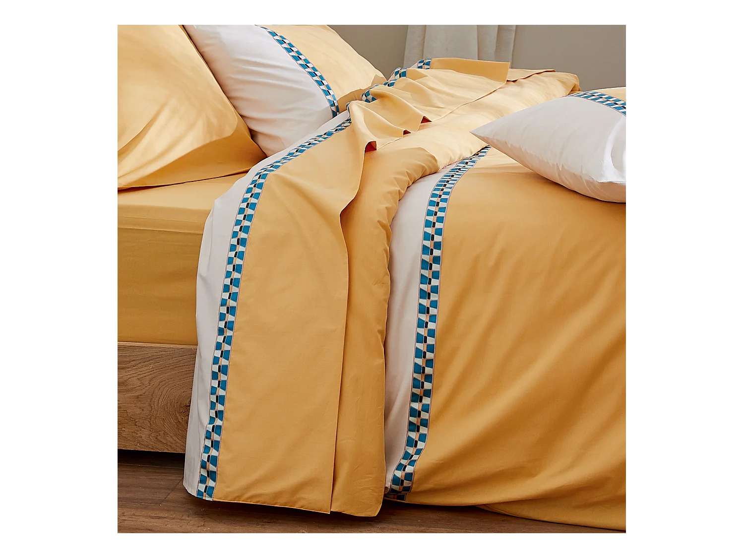 Housse de couette percale avec galon