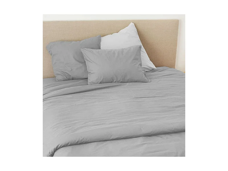 Unifarbenes Bettbezug-Set aus gewaschener Baumwolle 140 x 200 cm