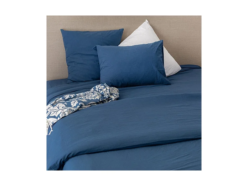 Unifarbenes Bettbezug-Set aus gewaschener Baumwolle 200 x 200 cm