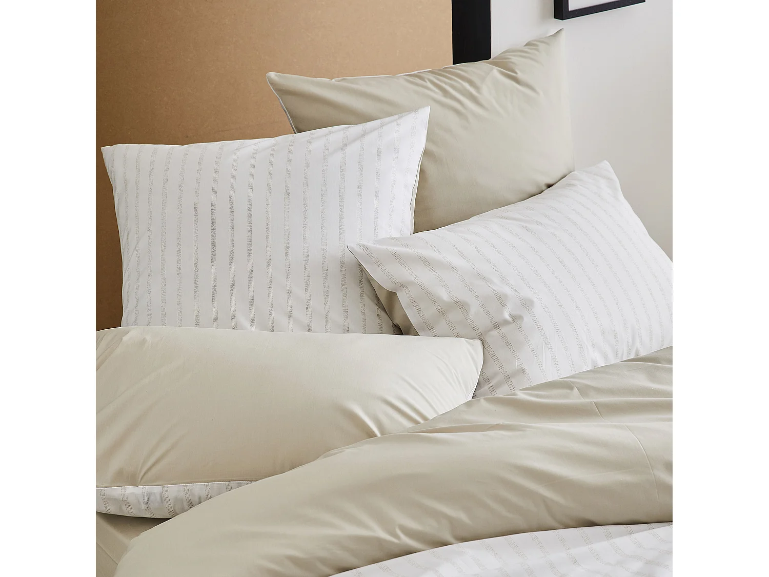 Housse de couette en percale de coton à rayures