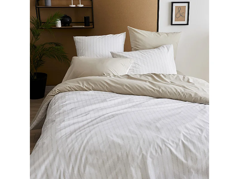 Housse de couette en percale de coton à rayures