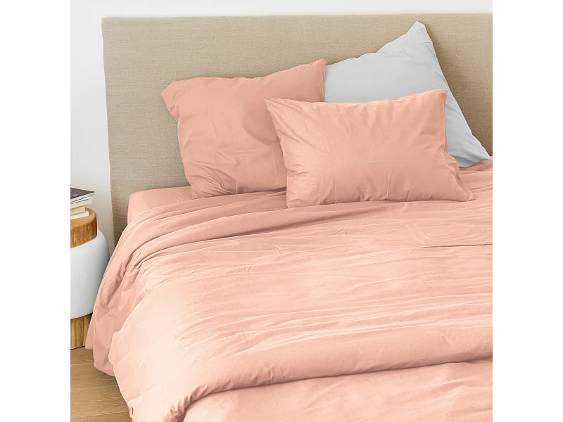 Unifarbenes Bettbezug-Set aus gewaschener Baumwolle