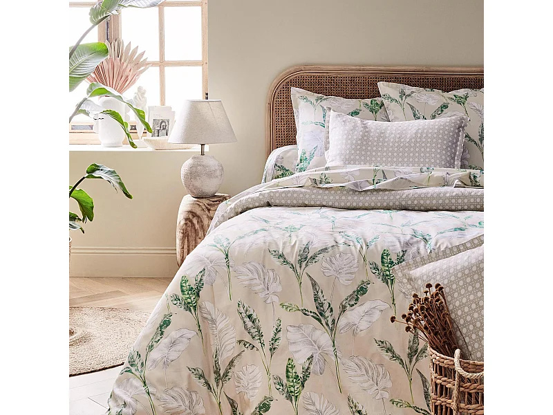 Housse de couette en satin aux impressions de cannage