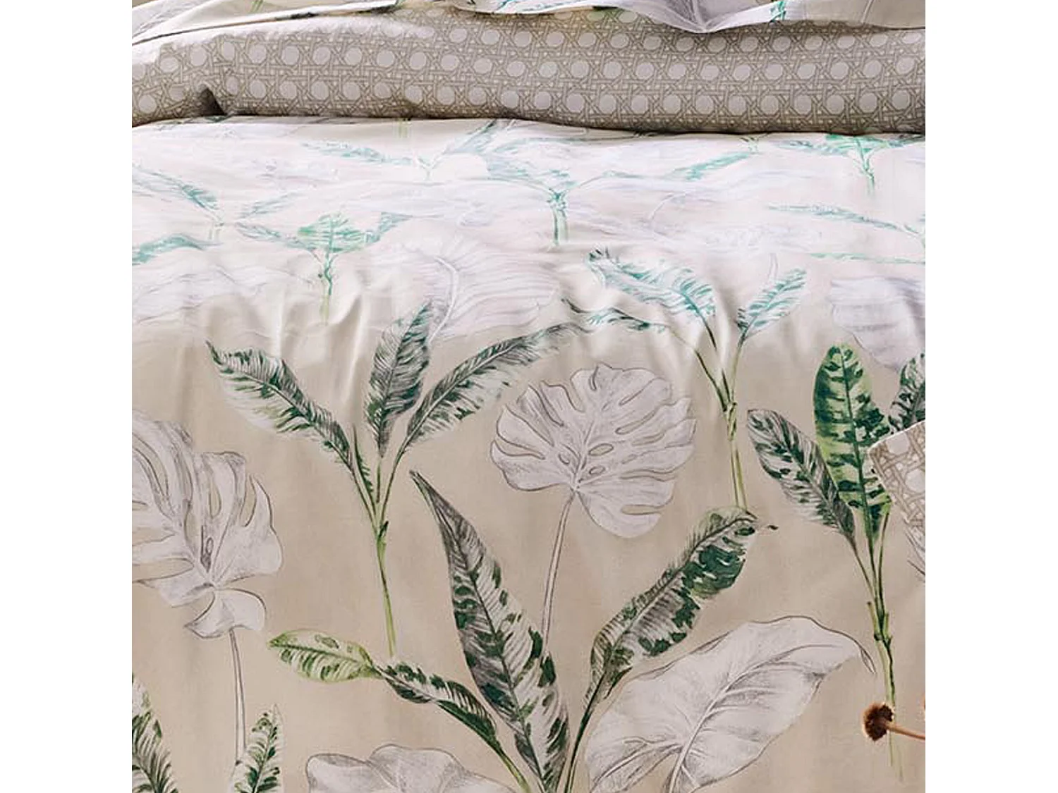 Housse de couette en satin aux impressions de cannage