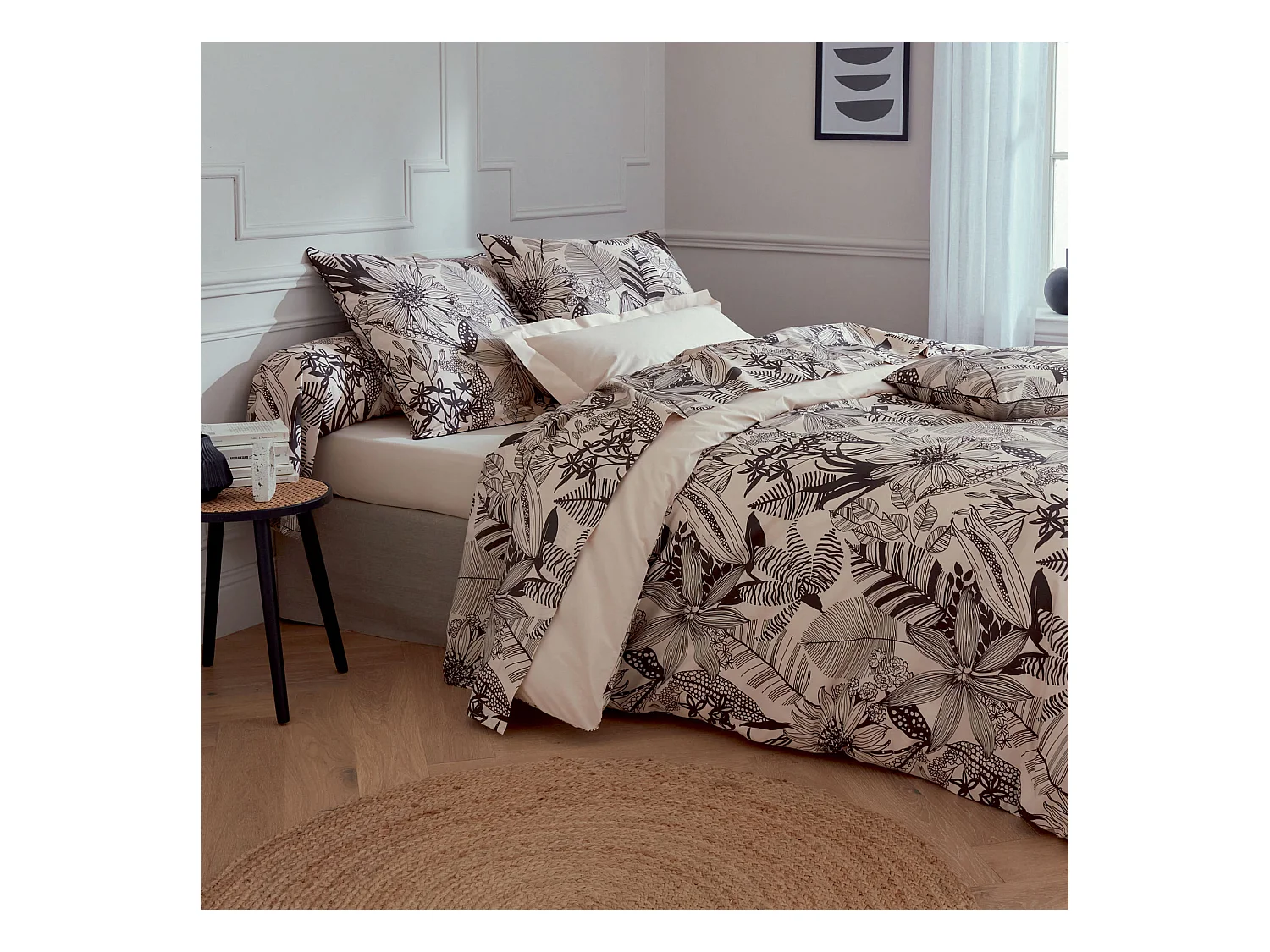Housse de couette en percale aux impressions noires
