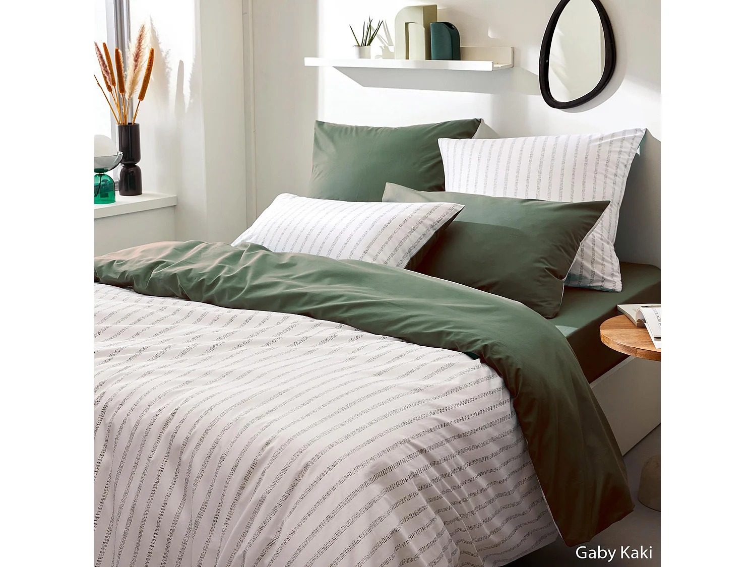 Funda de edredón de algodón percal con rayas 140 x 200 cm