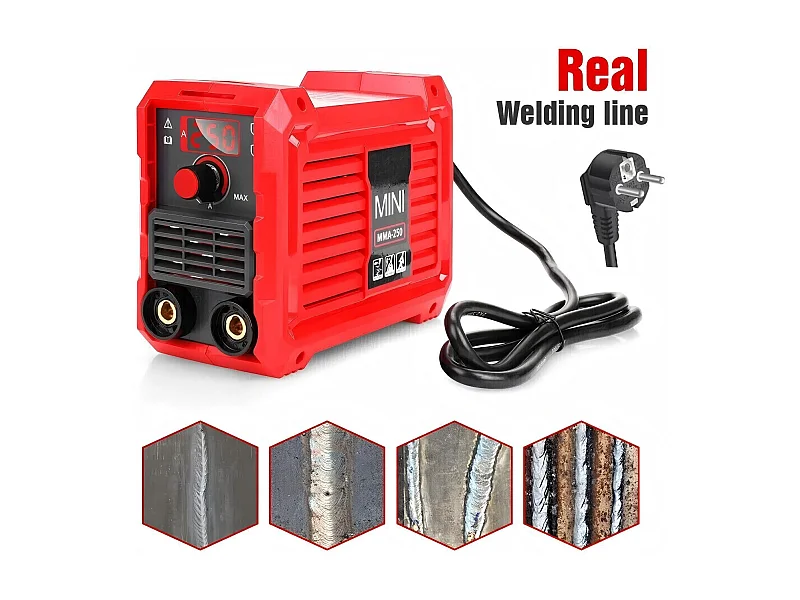 Máquina de soldagem MMA-2550A, ferramenta de soldagem de 220V, mini estação de soldagem portátil, com máscara de proteção e luvas, plugue da UE, 21x10x16cm