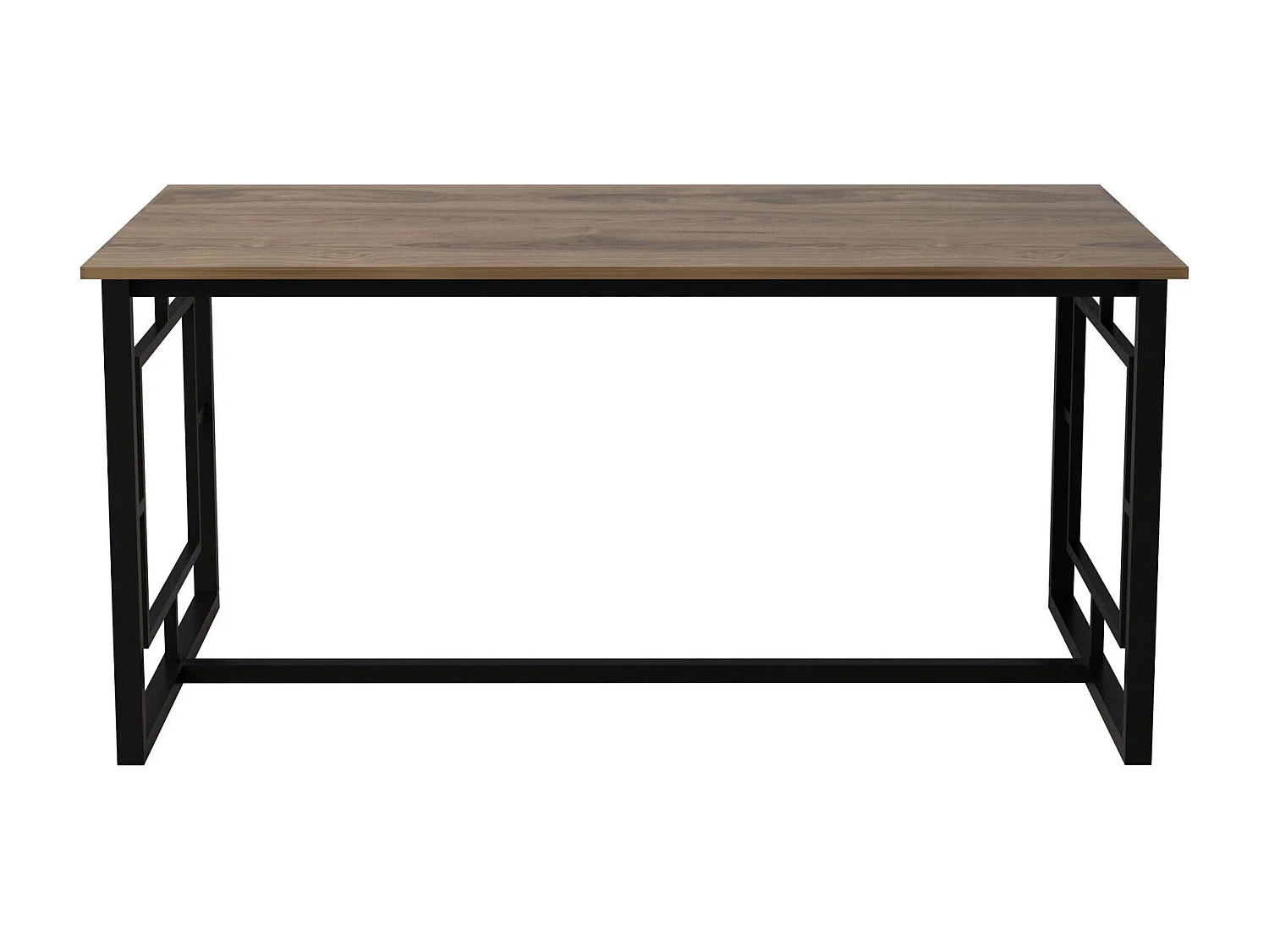 Mesa Kailua 1341, Negro|Nogal, 76x90x160cm, Aglomerado laminado, Metal