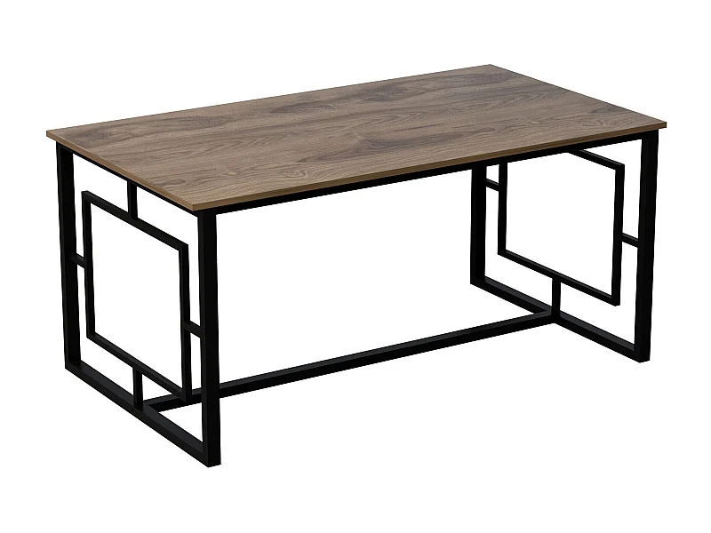 Table de salle à manger Alyan L160cm Bois foncé et Noir
