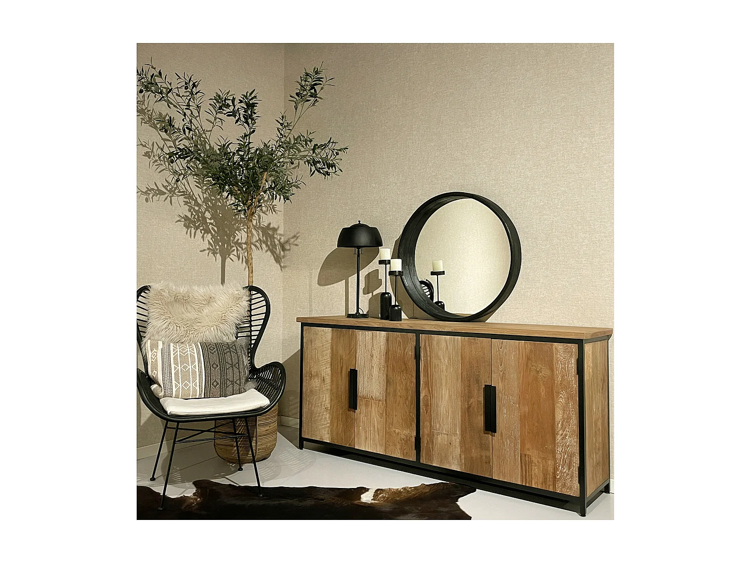 KKOPEN-Buffet 4 portes enTeck recyclé