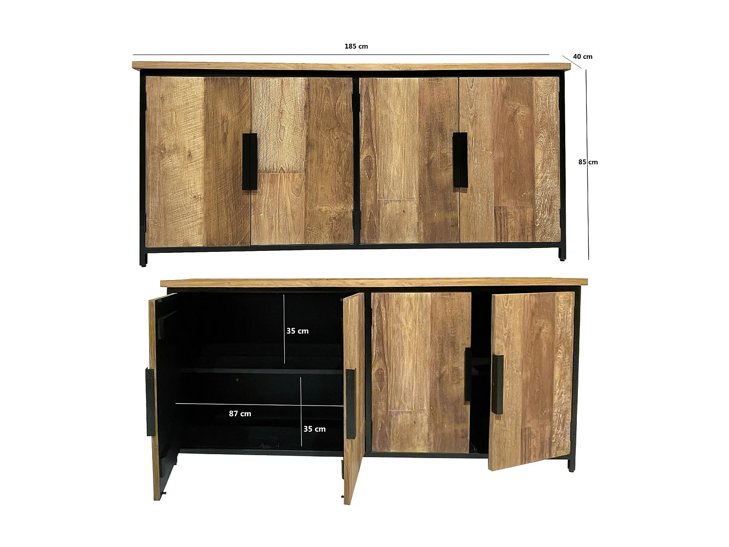 KKOPEN-Buffet 4 portes enTeck recyclé