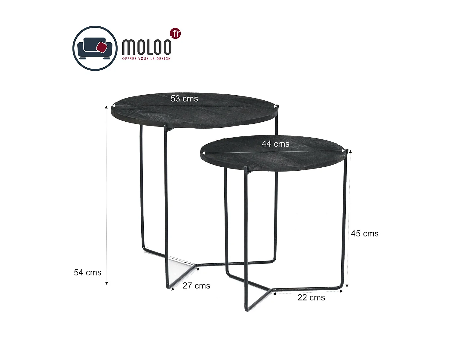 JULIA-Set de 2 Tables basses marbre noir