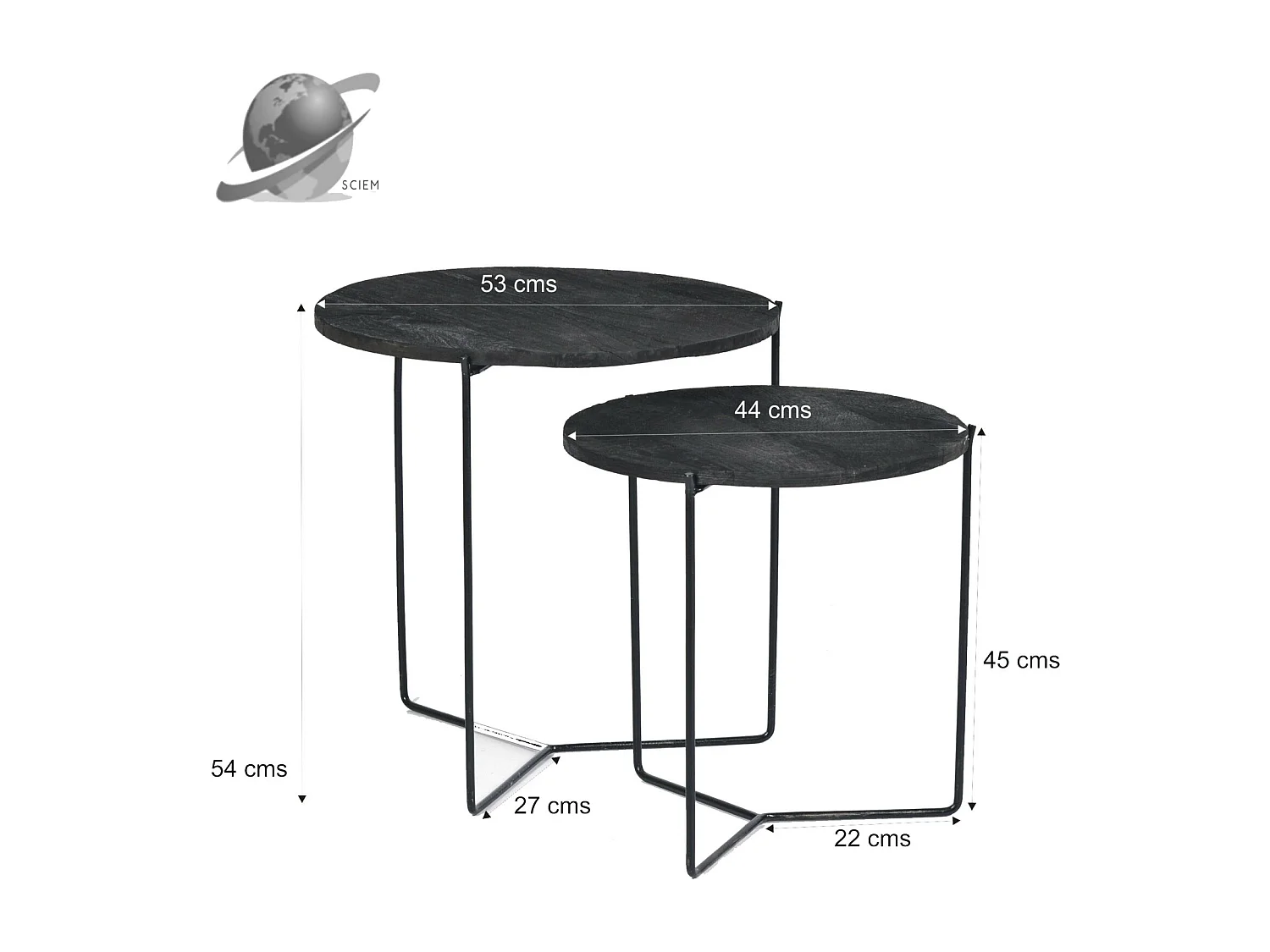 JULIA-Set de 2 Tables basses marbre noir
