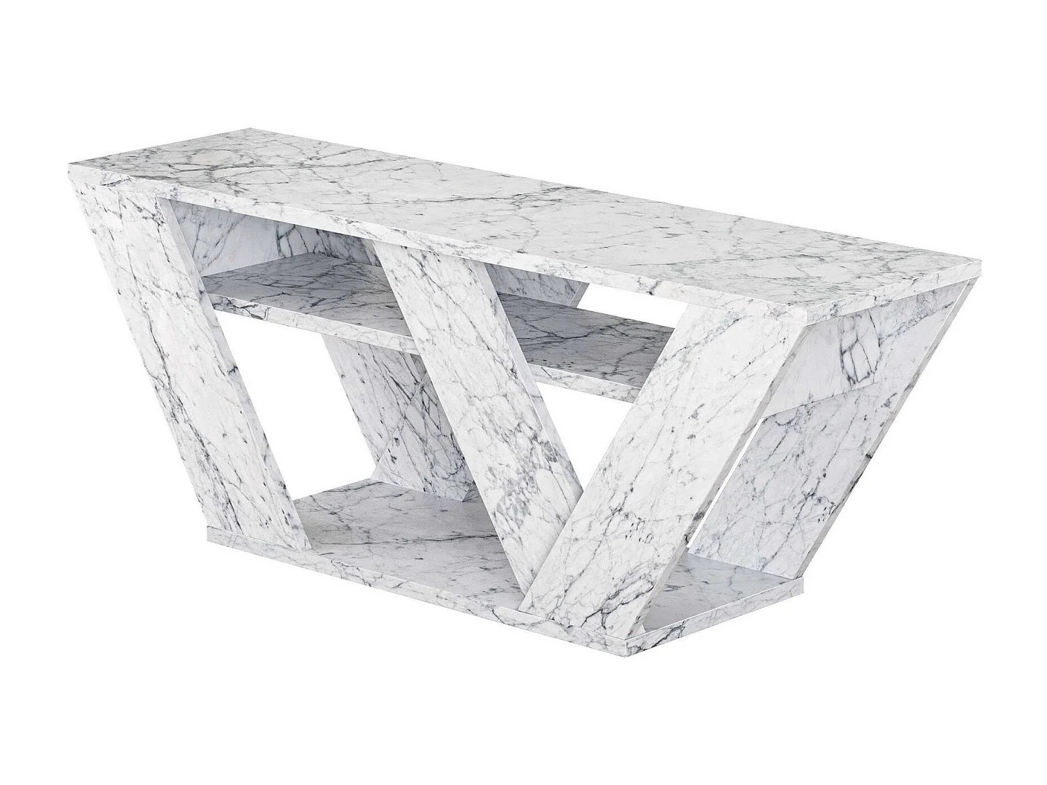 Móvel de TV – 110 cm x 40 cm x 30 cm – Mármore de Carrara – Melamina