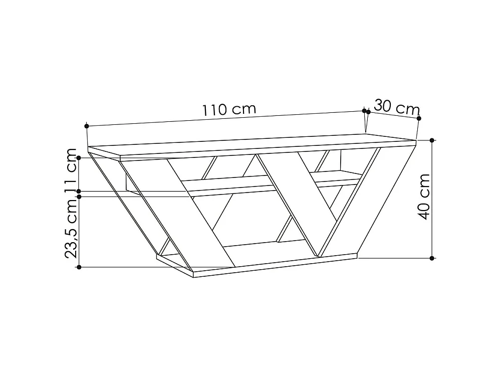 Mueble de TV – 110 cm x 40 cm x 30 cm – Mármol de Carrara – Melamina