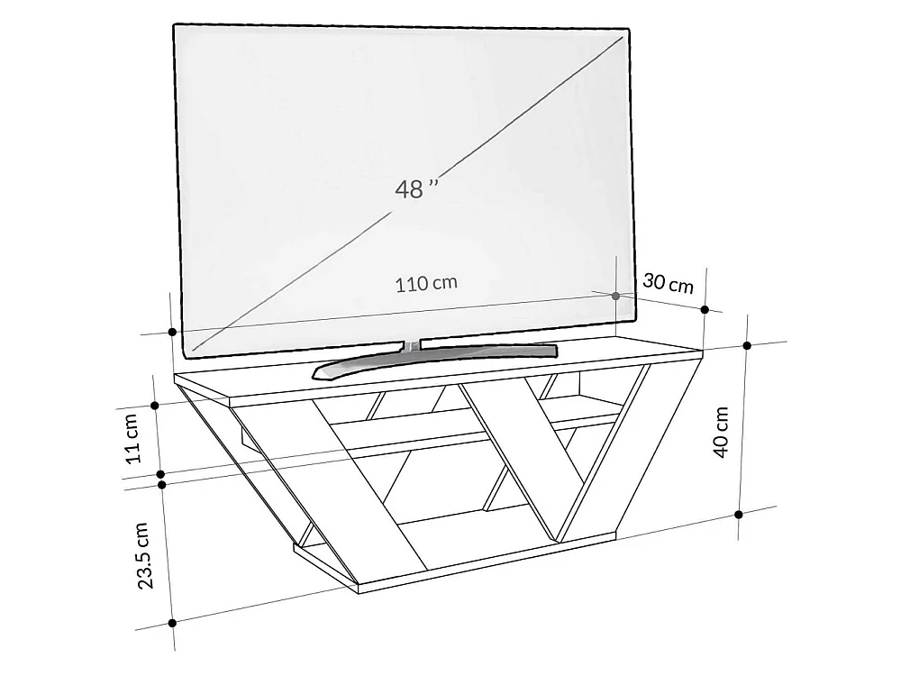 Mueble de TV – 110 cm x 40 cm x 30 cm – Mármol de Carrara – Melamina