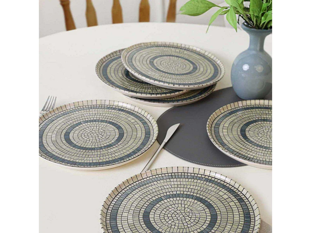 Assiette en céramique Mosaique 28 cm (Lot de 6)