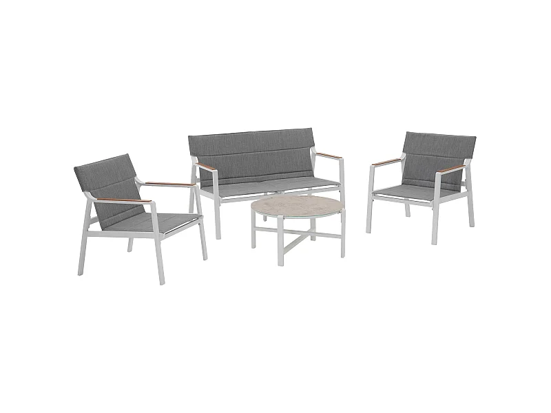 Salon de jardin 4 places en aluminium blanc