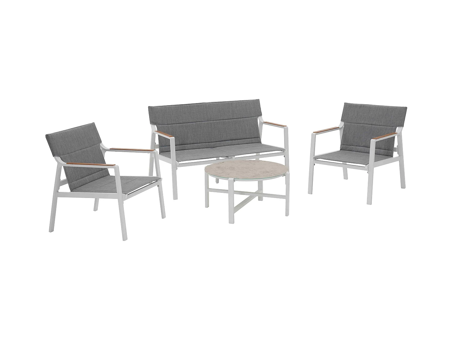 Salon de jardin 4 places en aluminium blanc