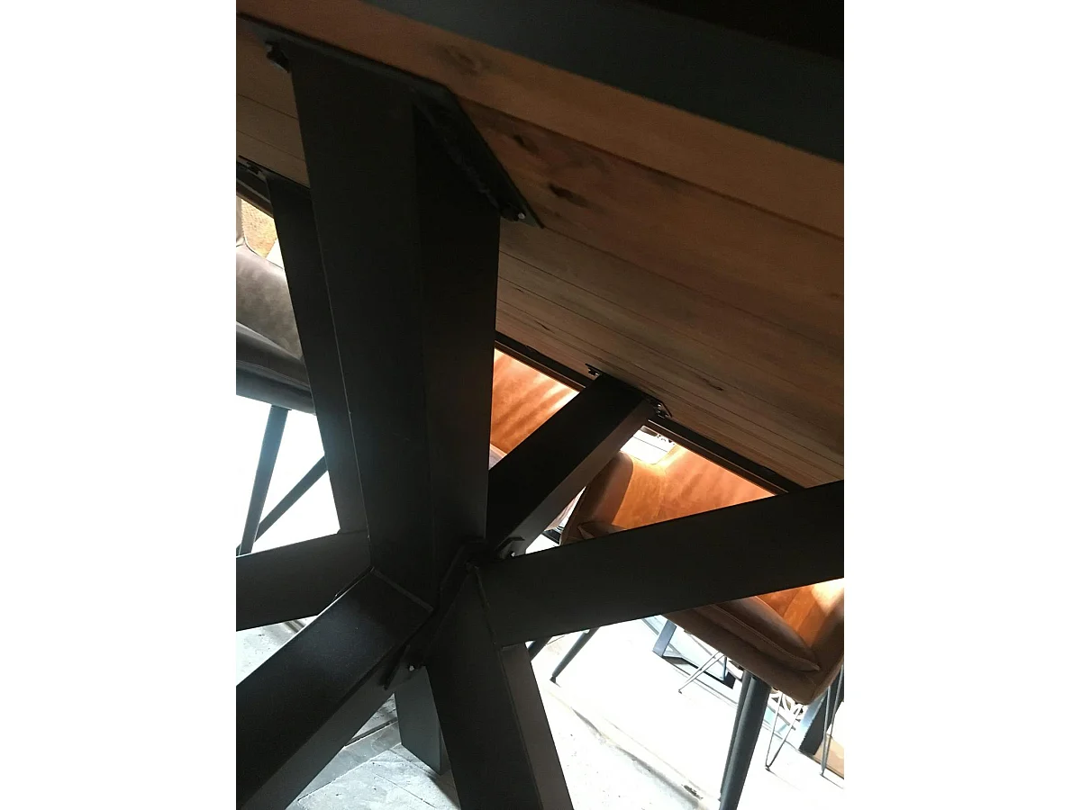 Table salle à manger bois métal pied croisé 180 OKA