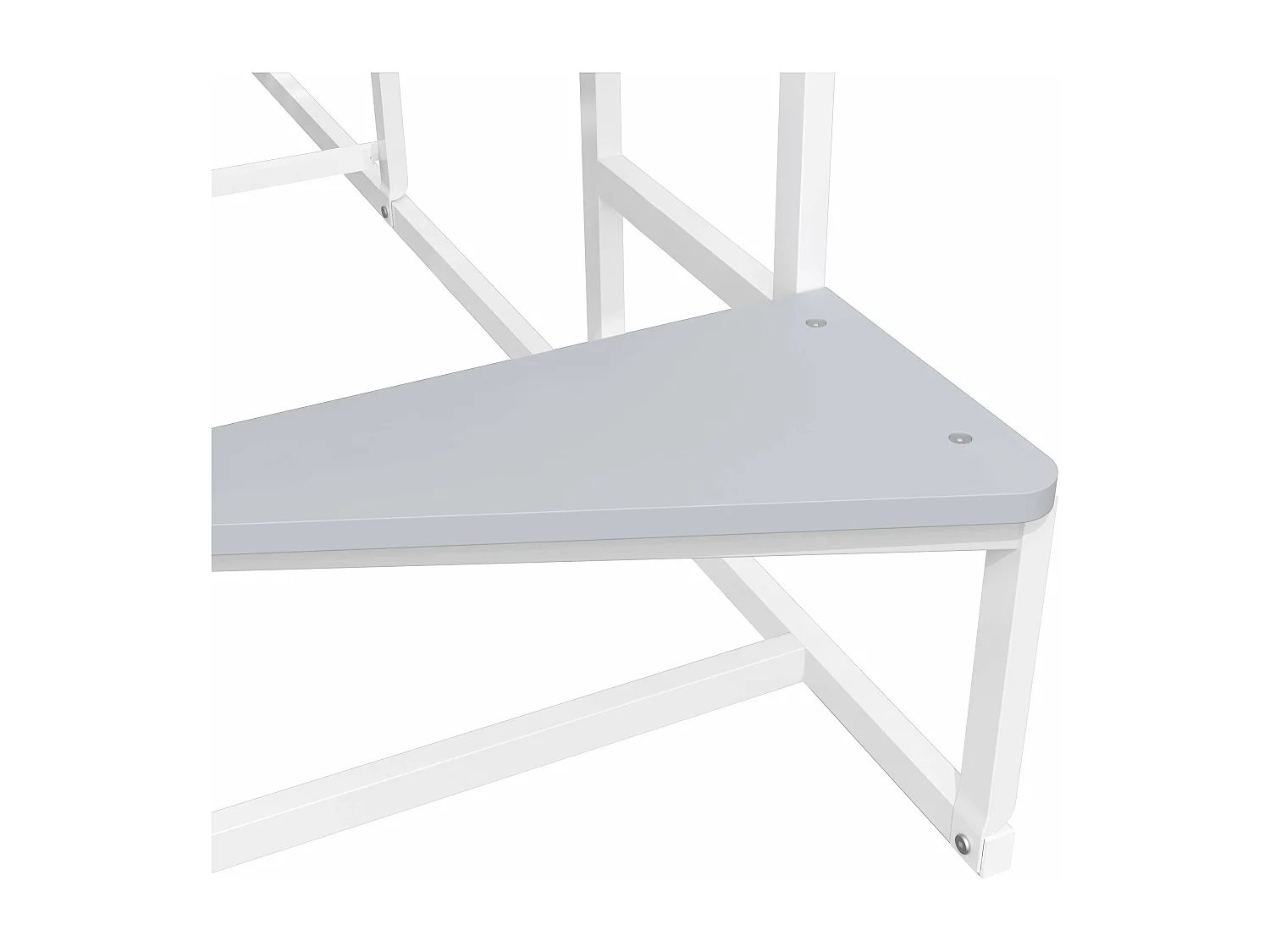 Letto a soppalco con rete e scala in metallo con finitura epossidica bianca e melaminico grigio chiaro - ampio spazio per dormire 140 x 190 cm - MONTANA