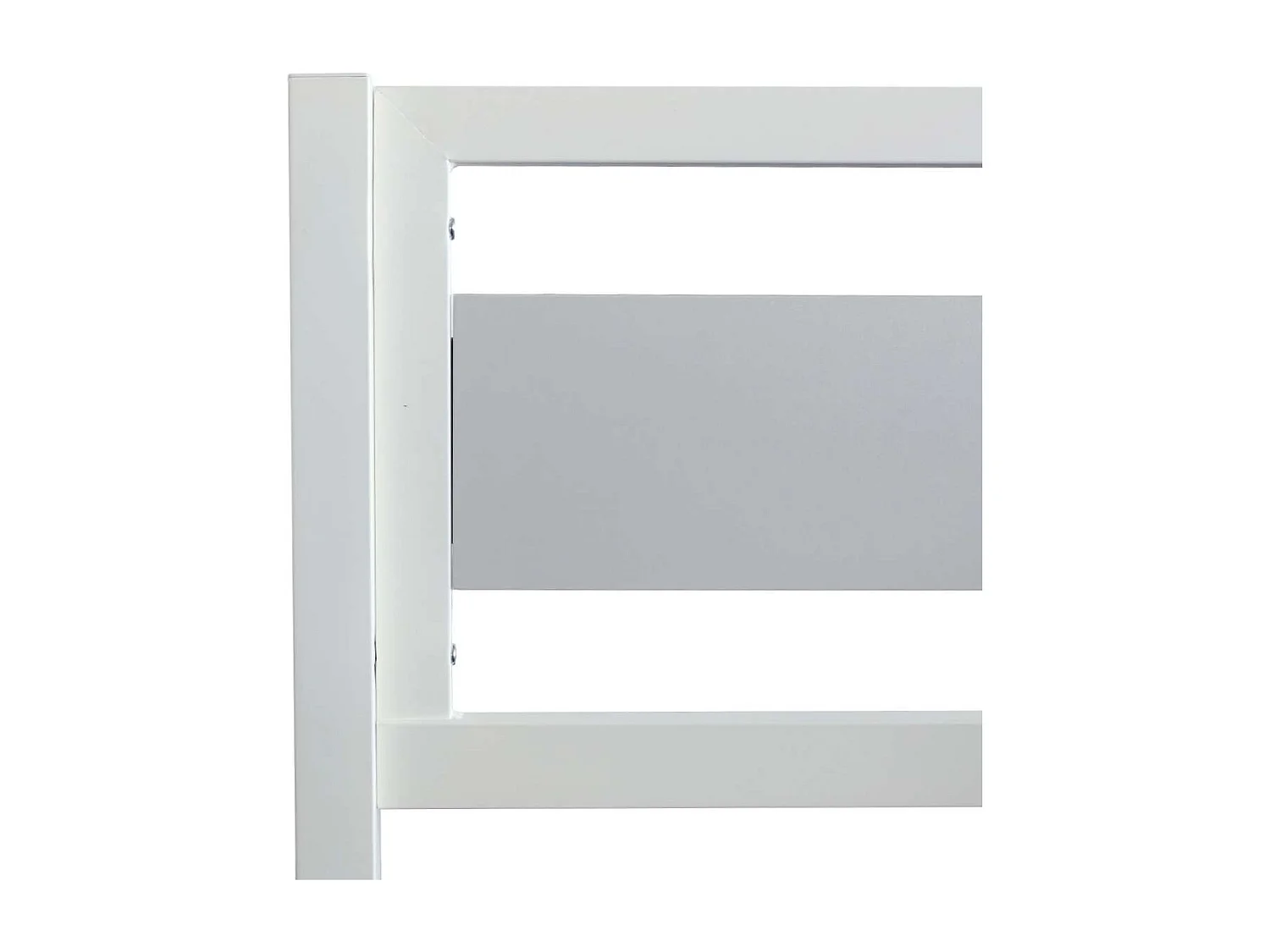 Cama mezzanine MONTANA com escada reversível e grande área de dormir 140 x 190 cm em metal com acabamento em epóxi branco e melamina cinza claro