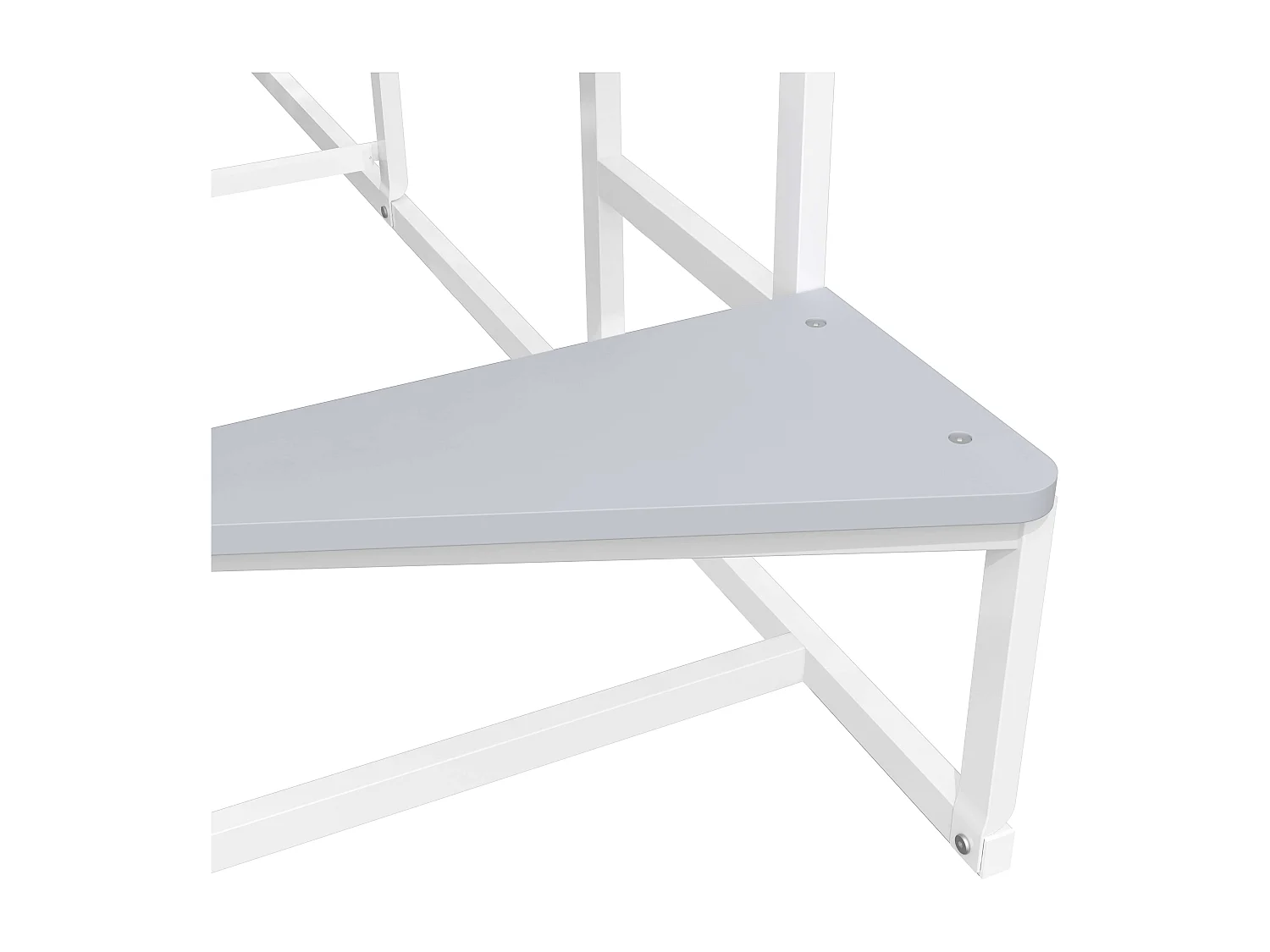 Cama mezzanine MONTANA com escada reversível e grande área de dormir 140 x 190 cm em metal com acabamento em epóxi branco e melamina cinza claro