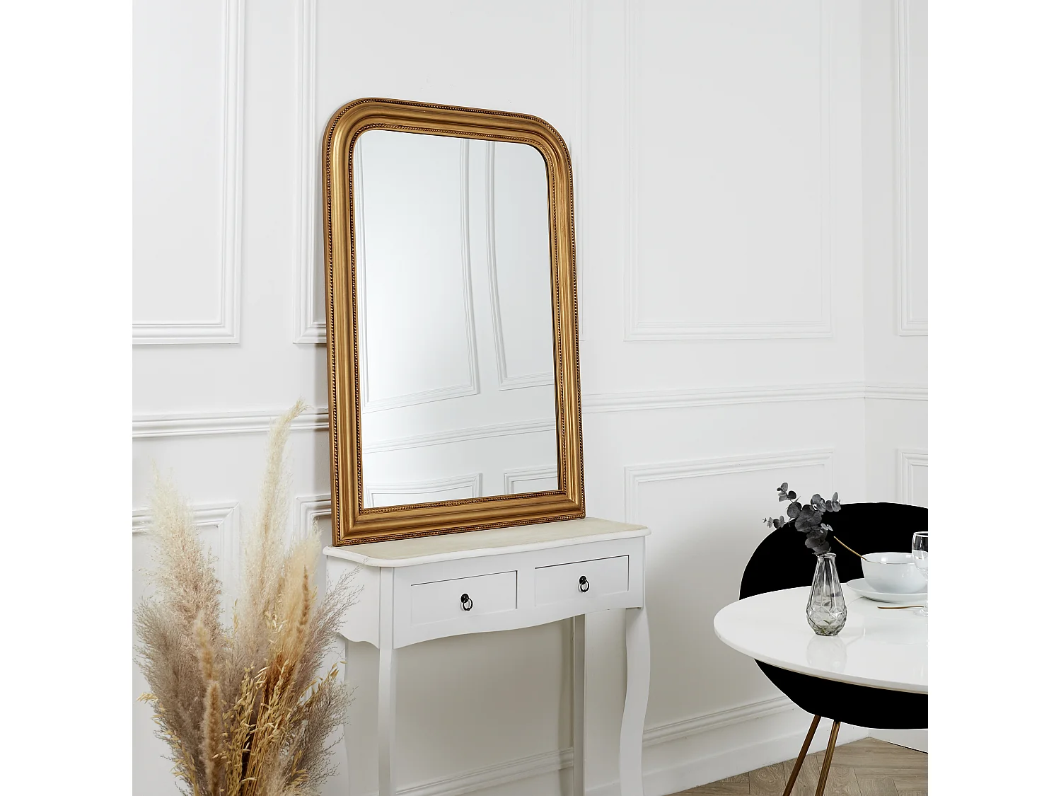Miroir Deco Moulure Doree Or