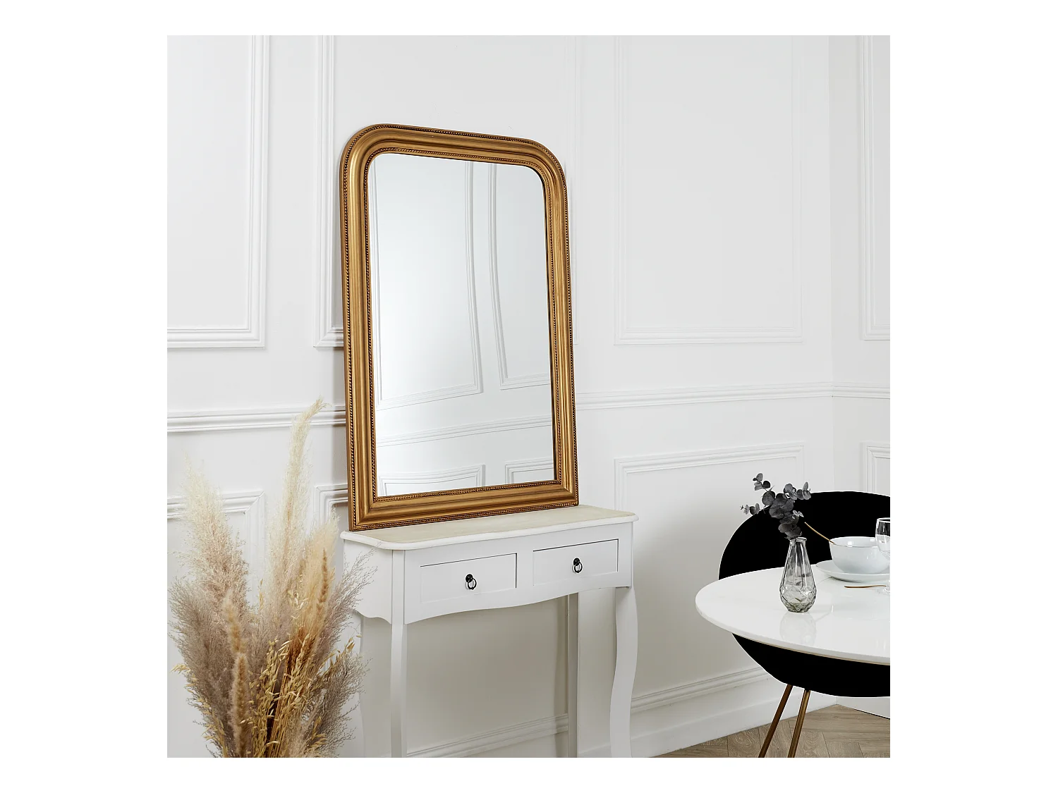 Miroir Deco Moulure Doree Or