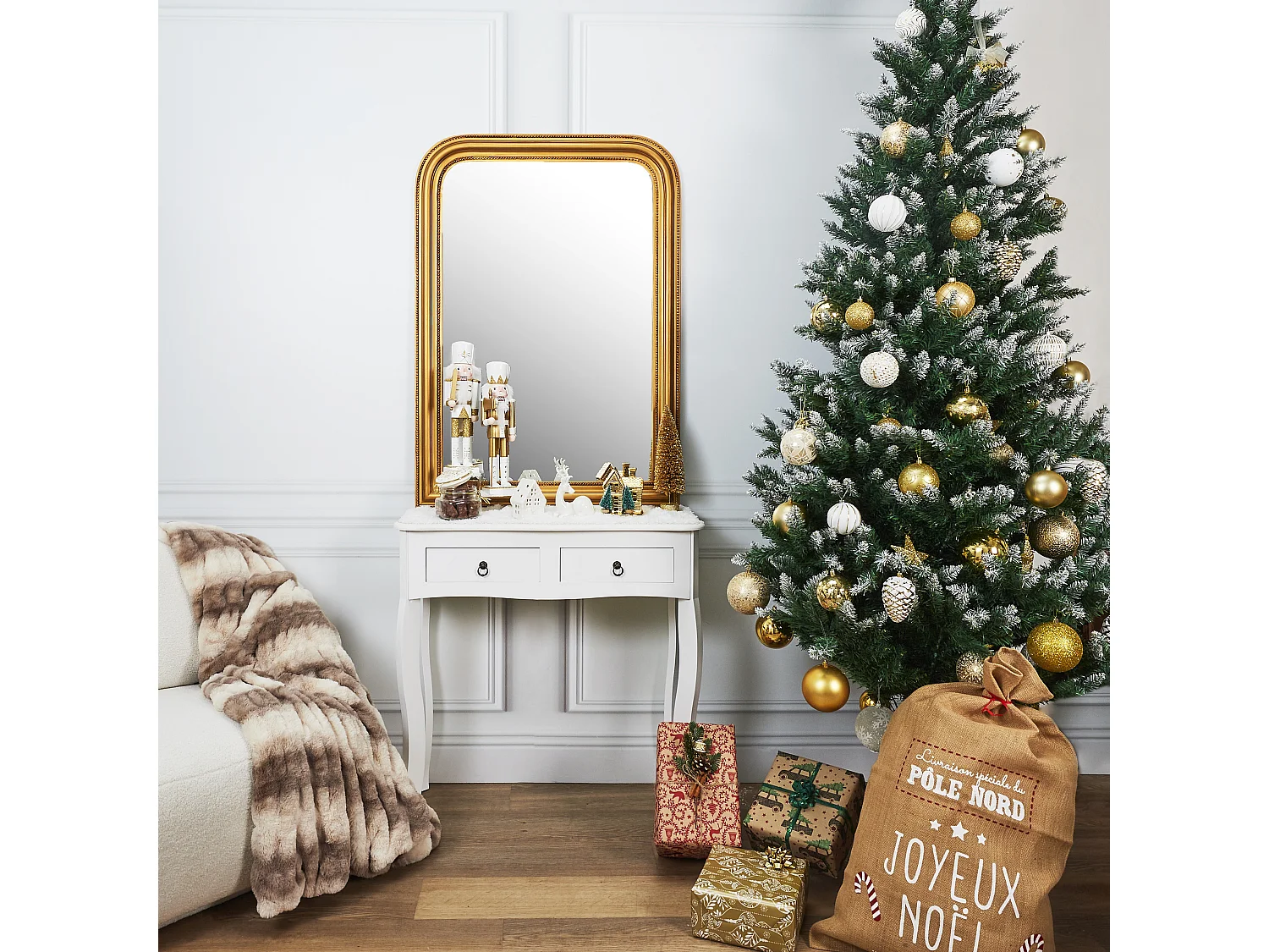 Miroir Deco Moulure Doree Or