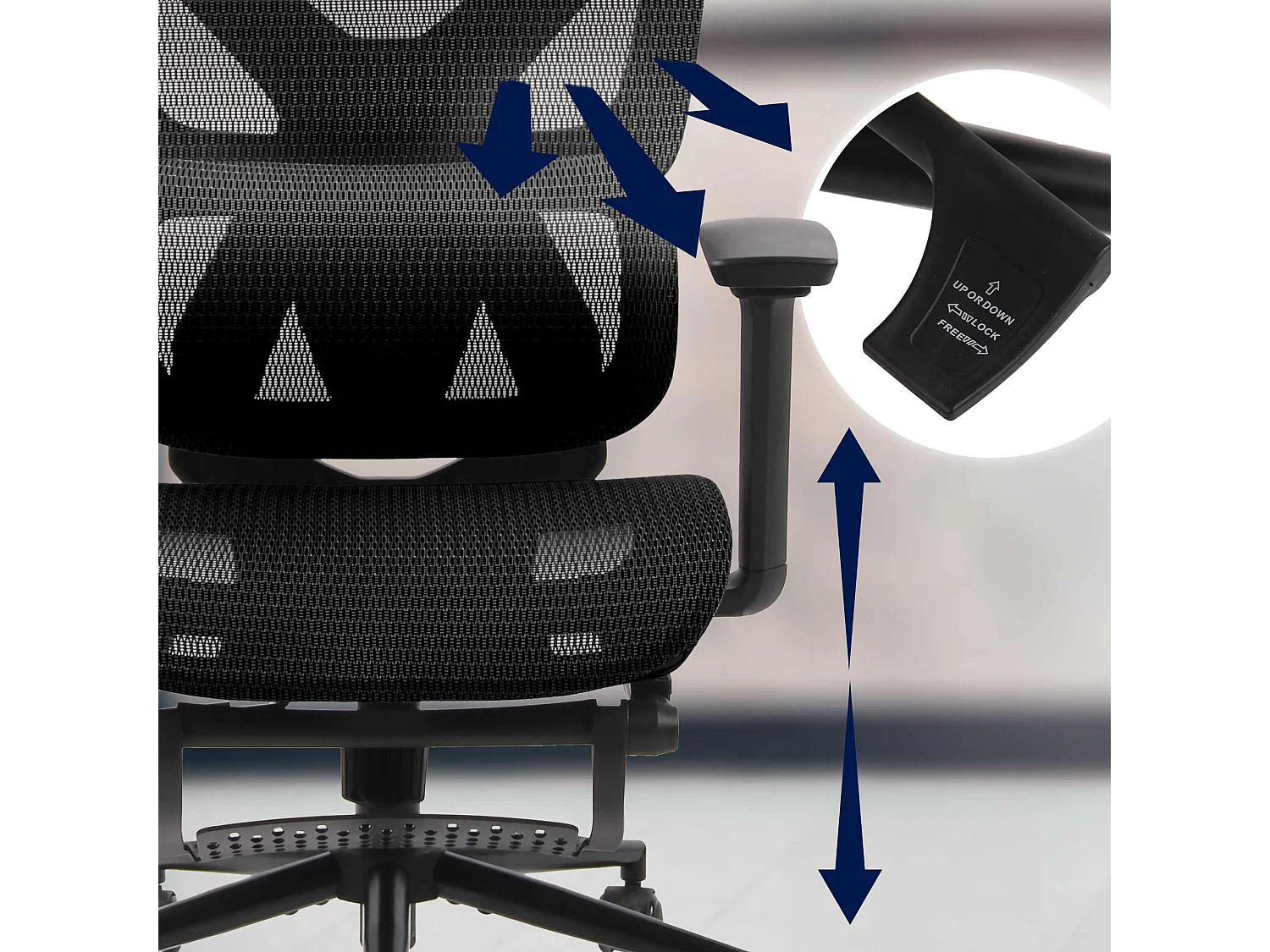 Chaise de bureau - Tissu en maille - Noir / Noir - Reston