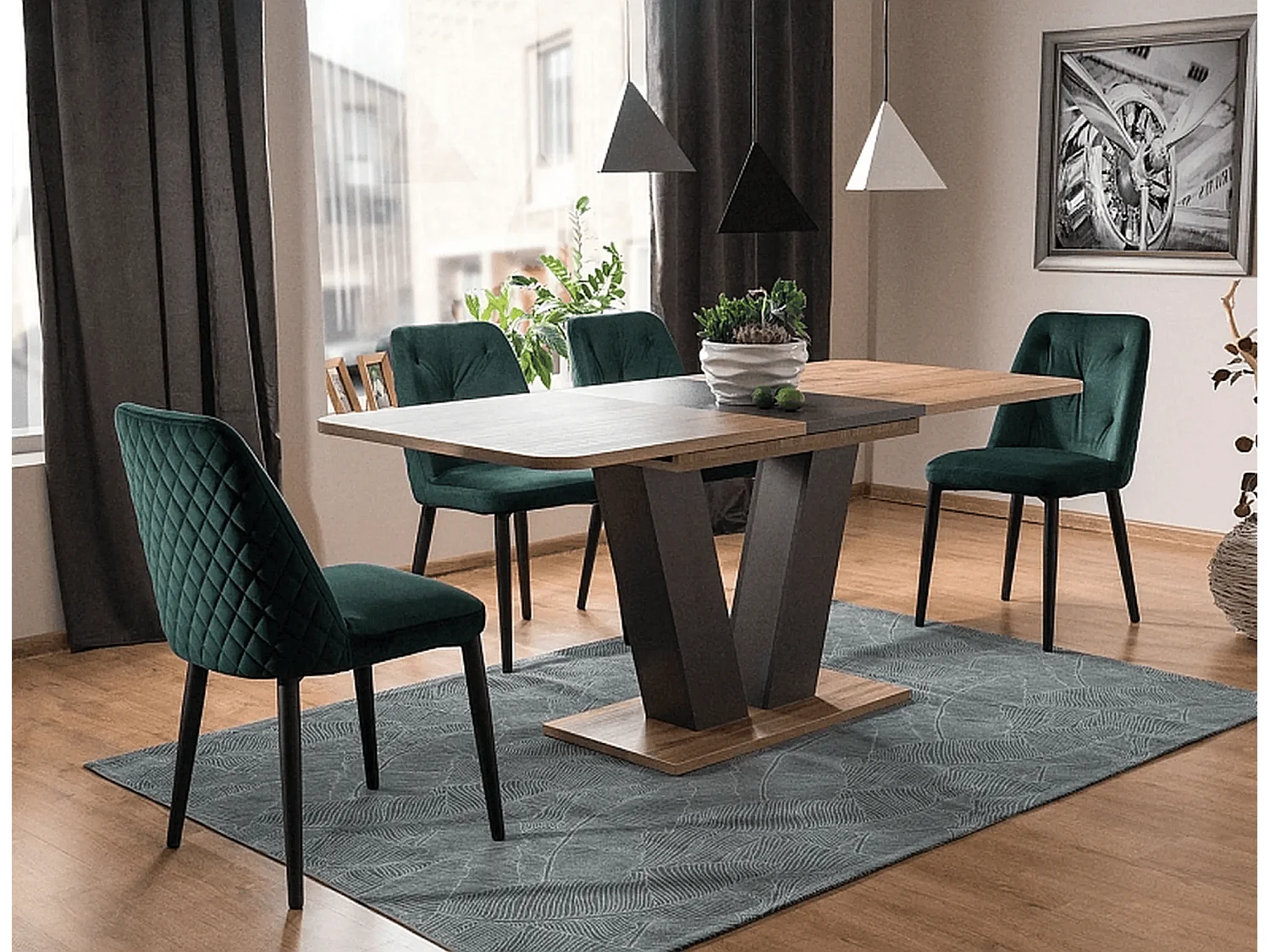 Tavolo da pranzo Platon (80x136-176)/Marrone&Antracite