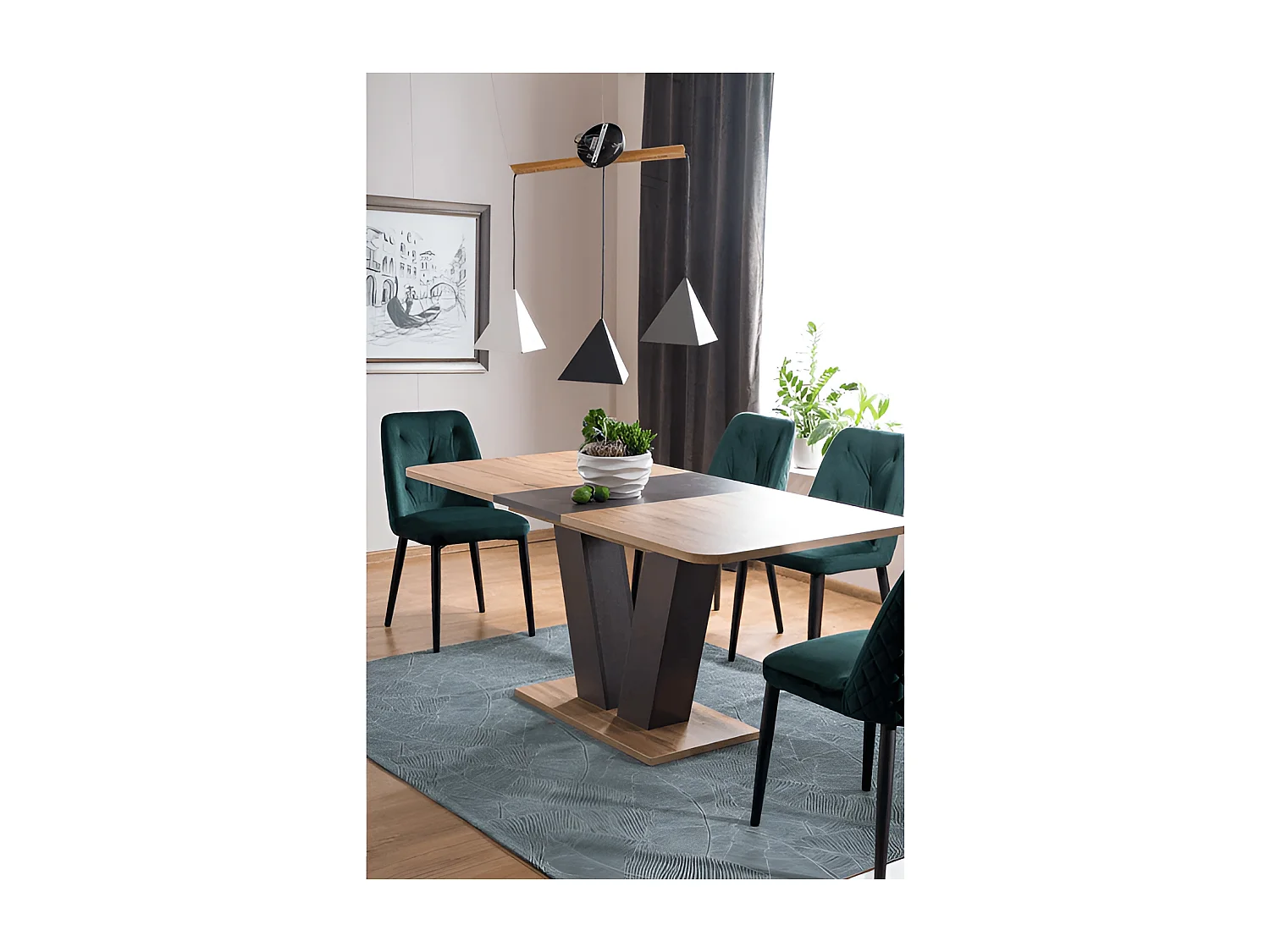 Tavolo da pranzo Platon (80x136-176)/Marrone&Antracite