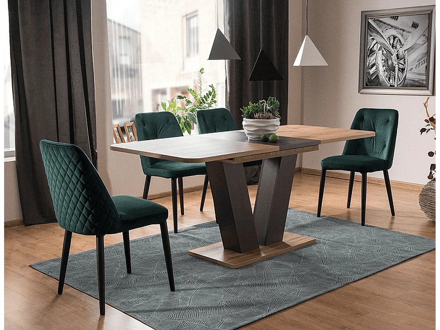 Tavolo da pranzo Platon (80x136-176)/Marrone&Antracite