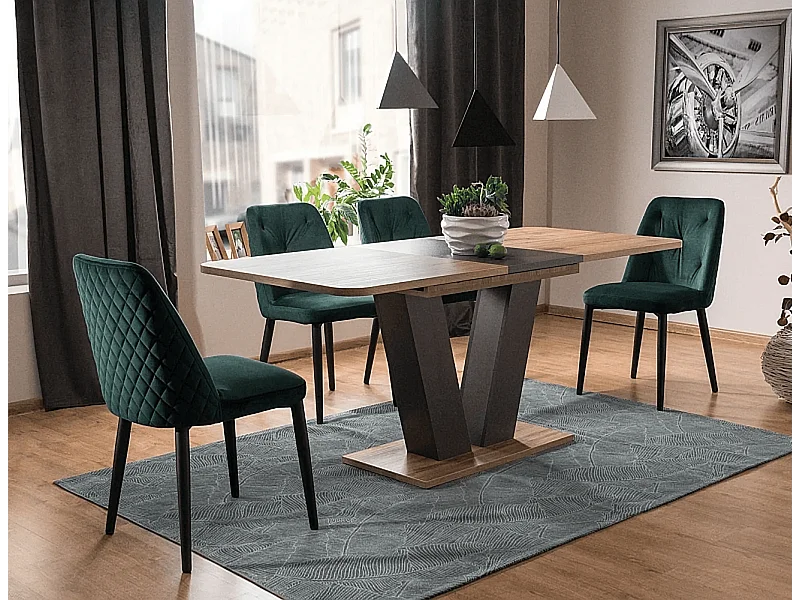 Esstisch Platon (80x136-176)/Braun&Anthrazit