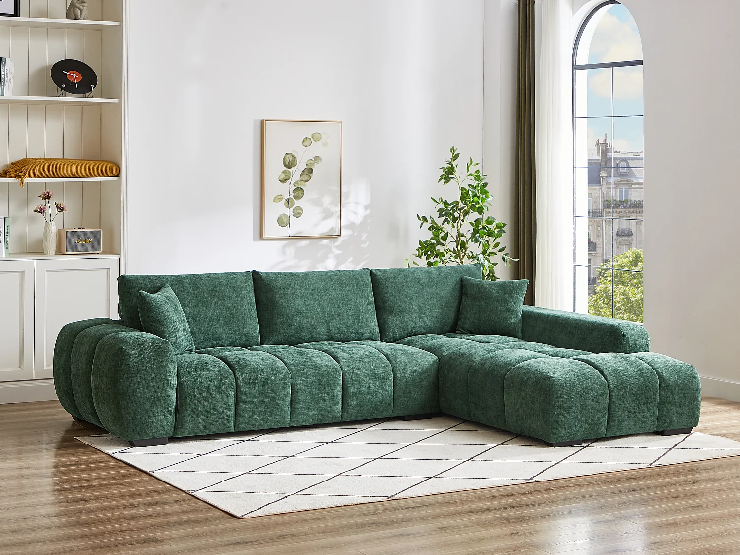 Ecksofa - Ecke rechts - Strukturstoff - Grün - BERENIA