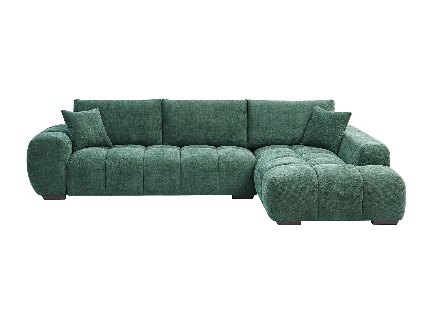 Canapé d'angle droit en tissu texturé vert BERENIA