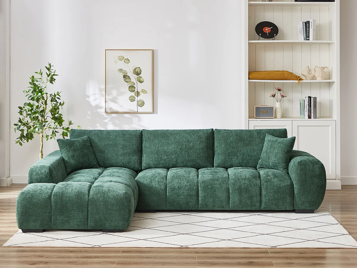 Ecksofa - Ecke links - Strukturstoff - Grün - BERENIA