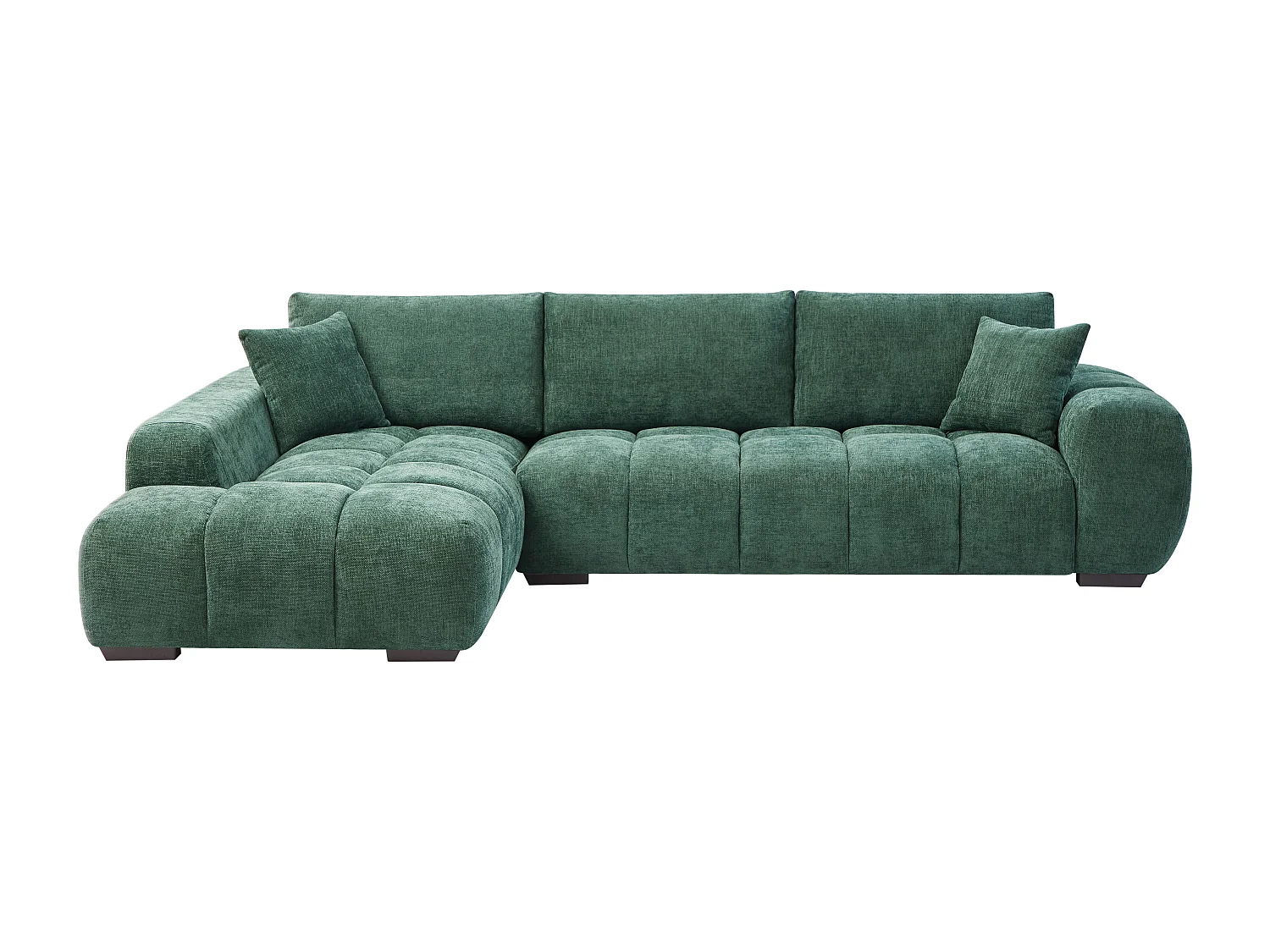 Canapé d'angle gauche en tissu texturé vert BERENIA