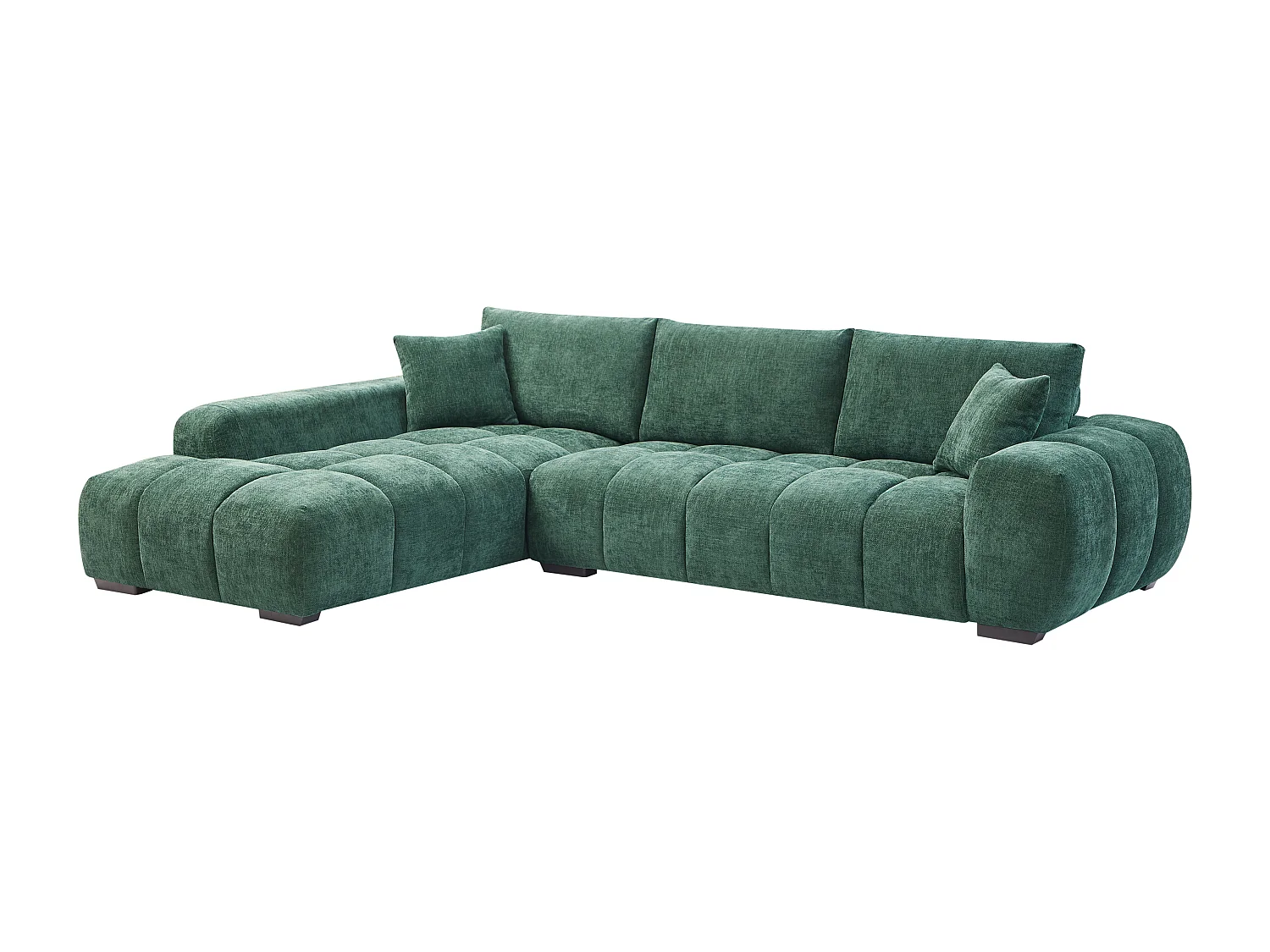 Canapé d'angle gauche en tissu texturé vert BERENIA