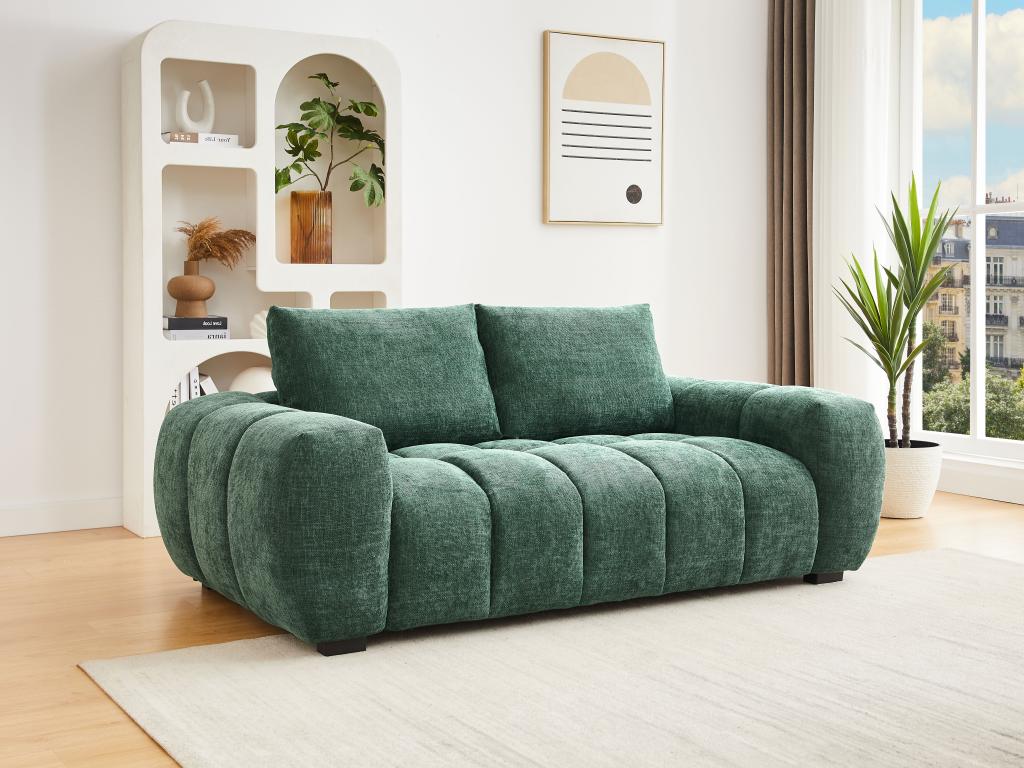 Sofa 3-Sitzer - Strukturstoff - Grün - BERENIA günstig online kaufen