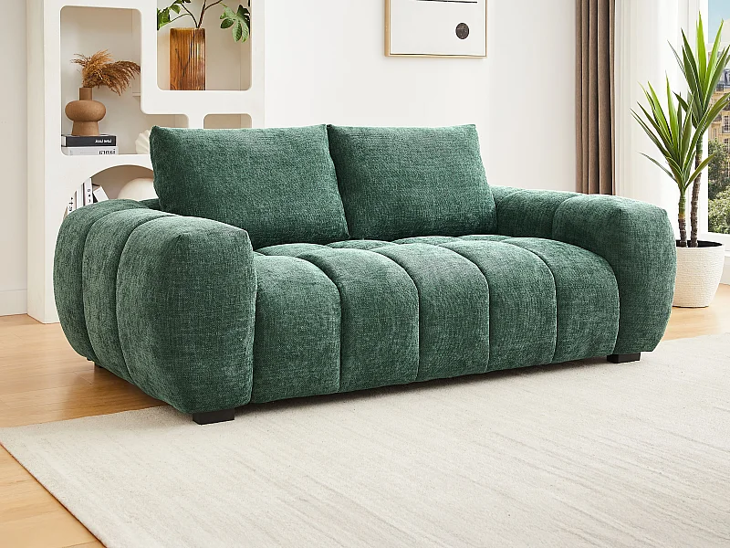 Canapé 3 places en tissu texturé vert BERENIA