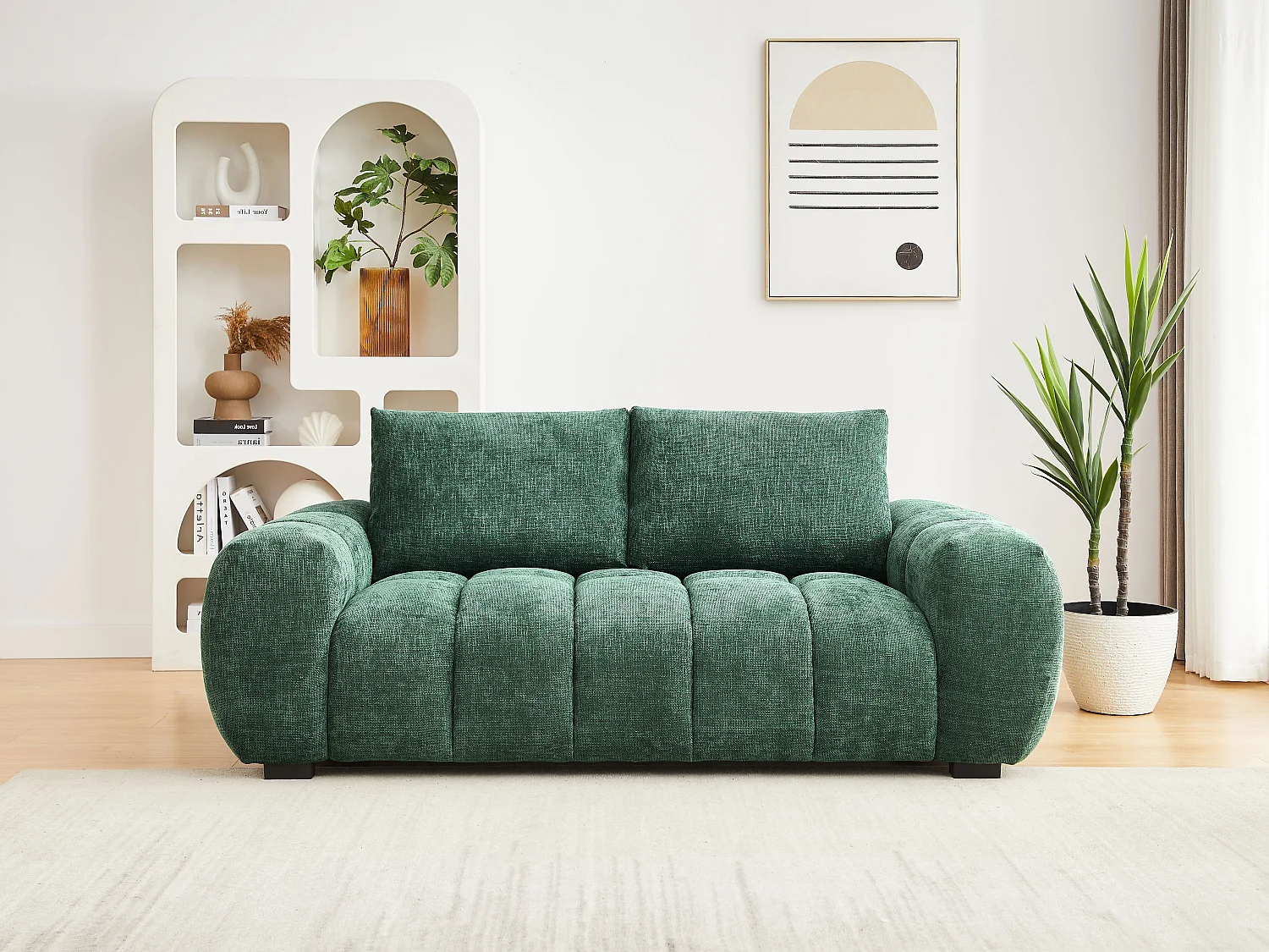 Sofa 3-Sitzer - Strukturstoff - Grün - BERENIA