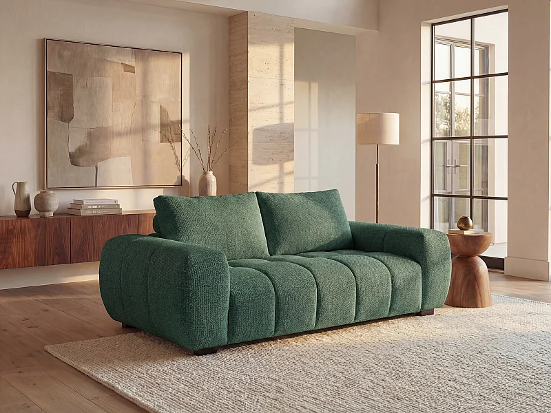 Canapé 3 places en tissu texturé vert BERENIA