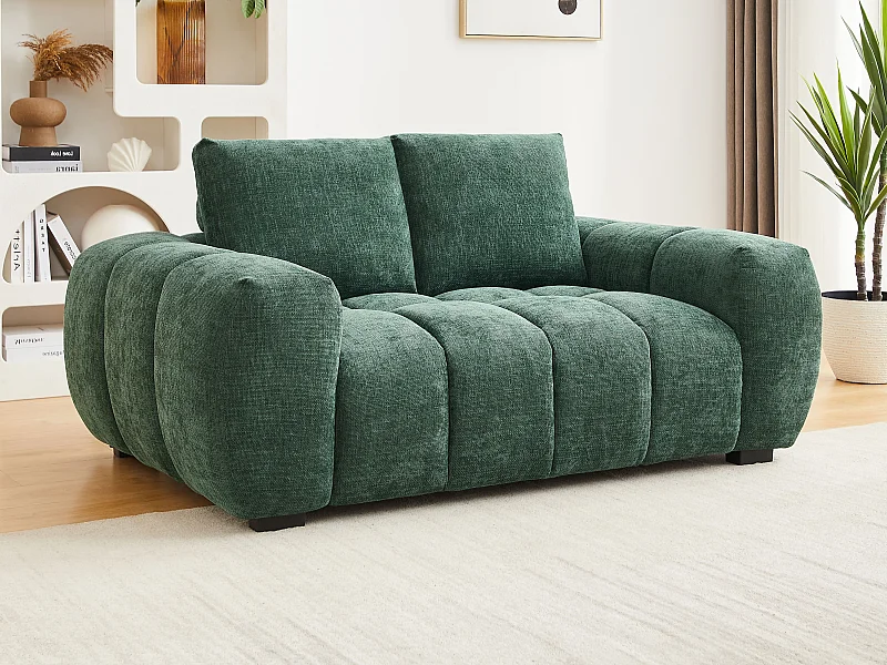 Sofa 2-Sitzer - Strukturstoff - Grün - BERENIA