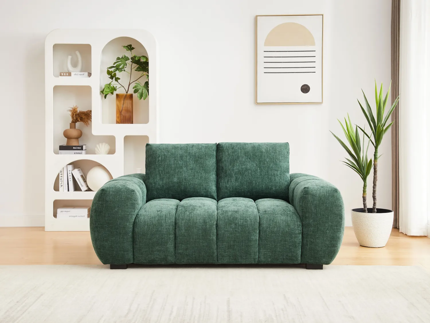 Sofa 2-Sitzer - Strukturstoff - Grün - BERENIA