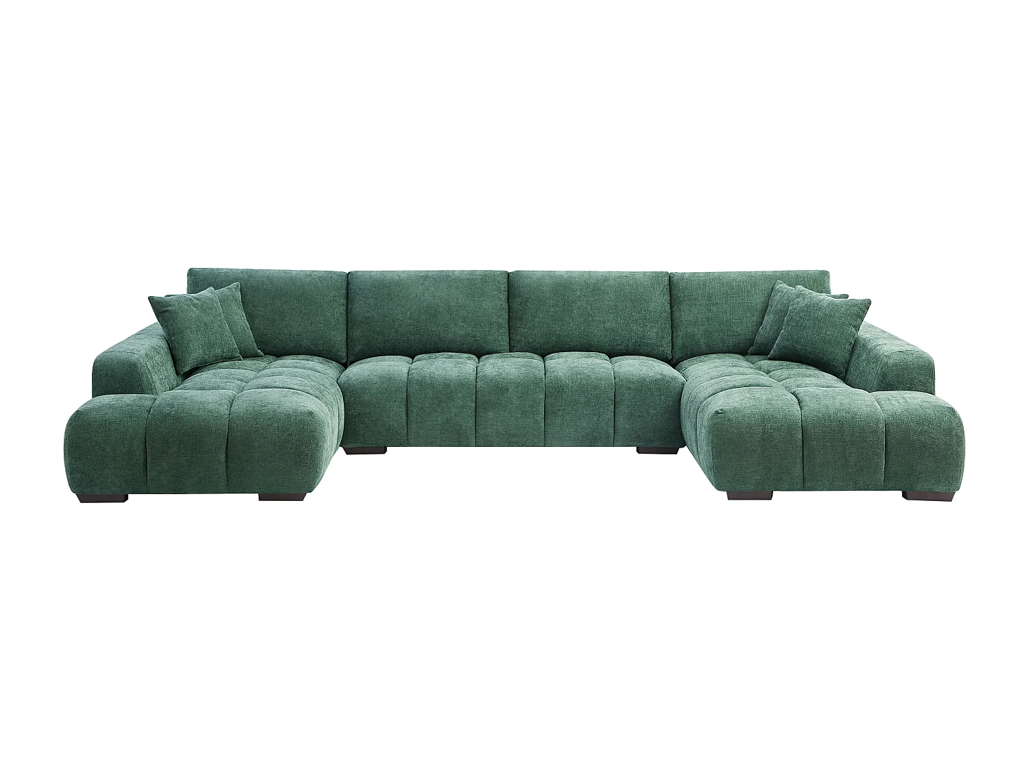 Kanapa narożna wieloosobowa dużych rozmiarów z zieloną teksturowaną tapicerką - BERENIA